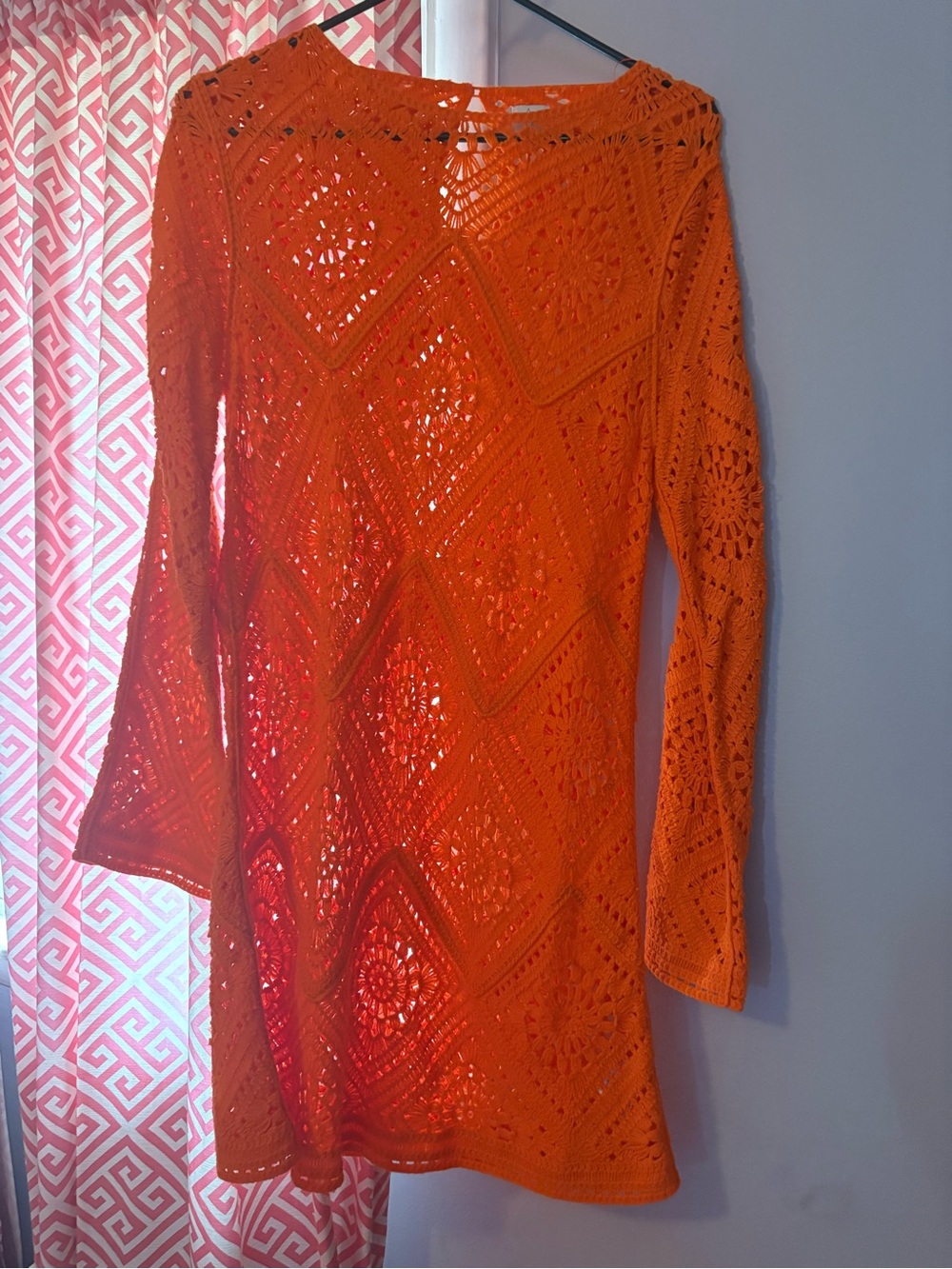 Women's Orange Crochet Tunic Dress